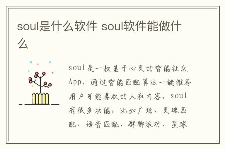 soul是什么软件？soul软件能做什么